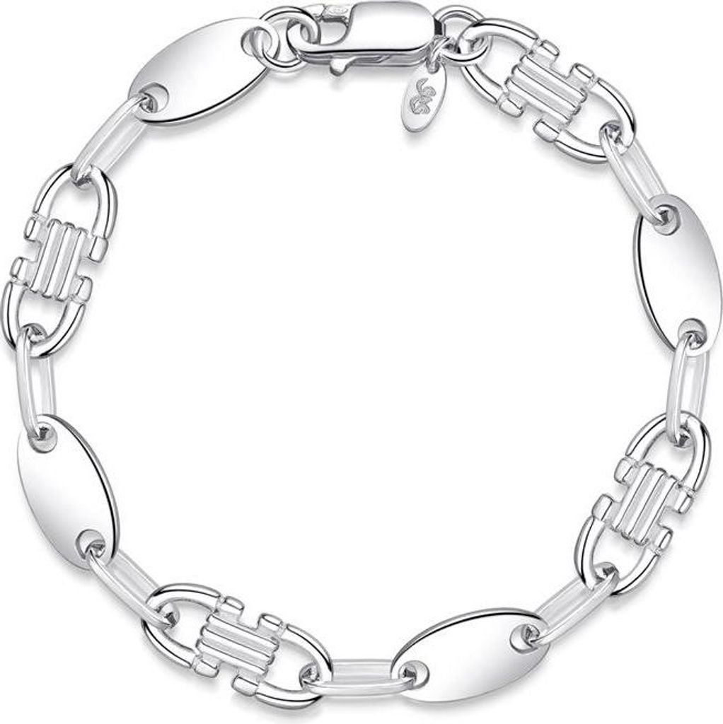 SILBERKETTEN STORE Plattenkette Armband (Steigbügelarmband) 8,5mm - 925 Silber - 24cm
