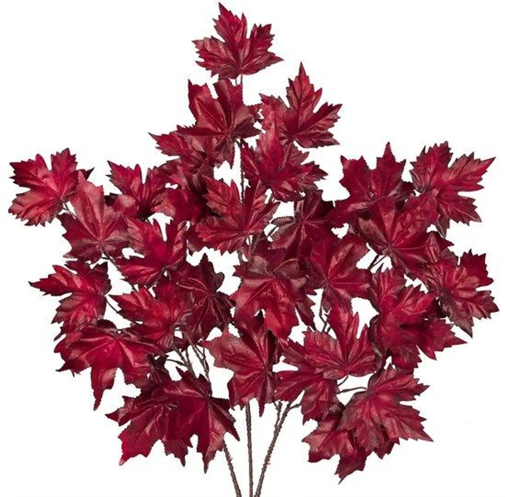 Feuilles d'érable artificielles rouges en tissu pour décor de table
