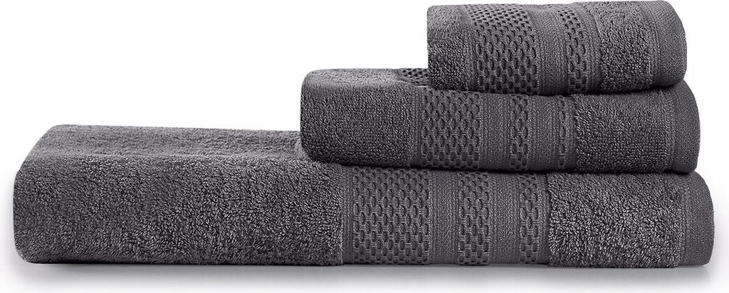 Mijolnir, Piramit - Anthracite, Anthrazit, Handtuchset (3-teilig), 100% BAUMWOLLE, 90 x 150 cm