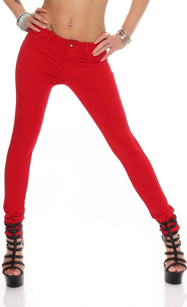 Damen Jeggings Hüfthose Rot L/40
