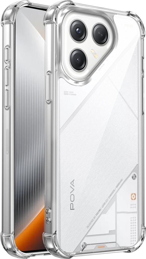 Transparent Hülle für Tecno Pova 7 Ultra, Hybrid Klar Rückseite TPU Bumper Stoßfeste Handyhülle