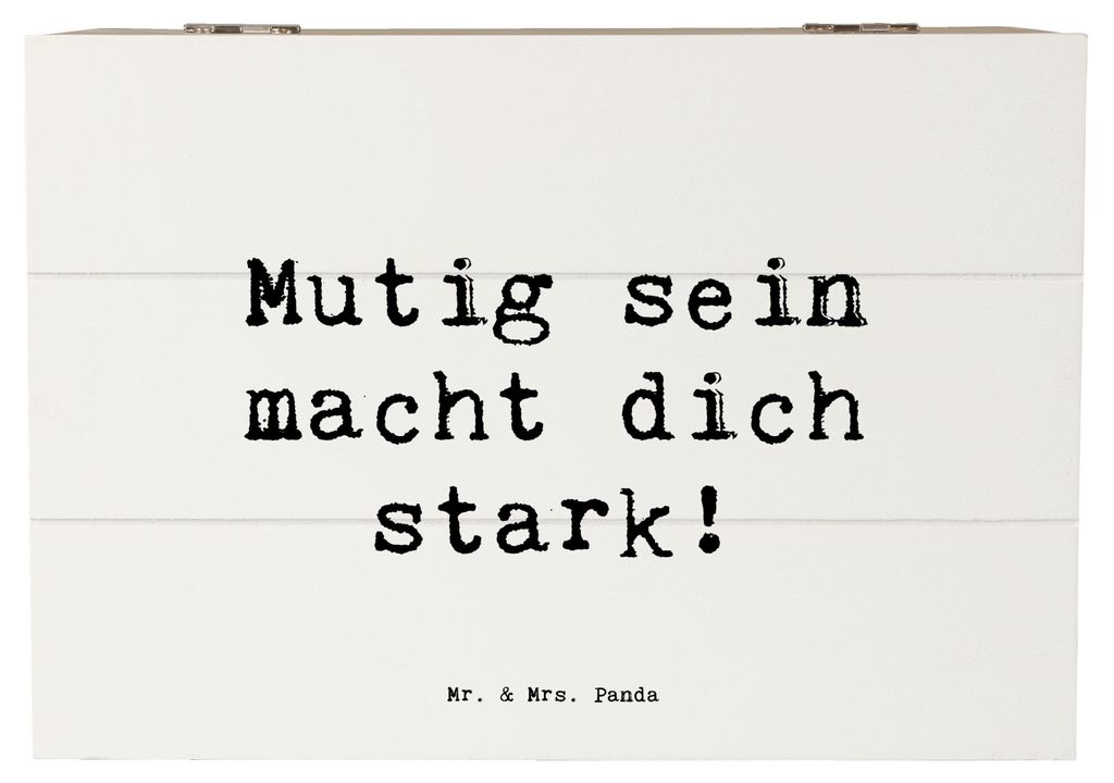 Mr. & Mrs. Panda Truhe Spruch Angst überwinden 22 x 15 cm - Weiß - Geschenk, fotobox, Ängste, Box, Kiste, Zuversicht, Vertrauem, geschenkkiste, ...