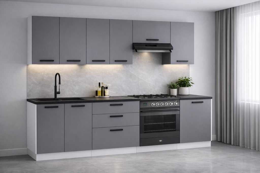 ULWEHOME | Küchenzeile 240 cm Anthrazit, Küchenmöbel-Set Produktbild 
