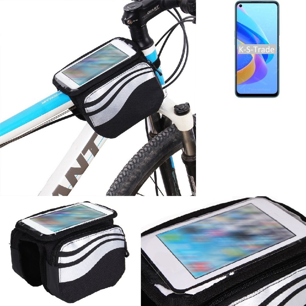 K-S-Trade Rahmentasche Fahrrad-Halterung kompatibel mit Oppo A36 Rahmenhalterung Fahrrad Handyhalterung Fahrradtasche Handy Smartphone Halterung Bike