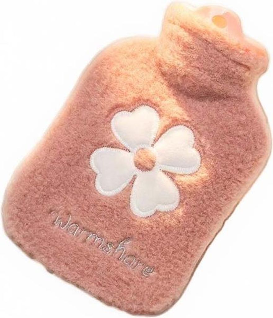 500ml Wärmflasche mit Plüschhülle in Rosa - Explosionsgeschütztes Design & kuschelige Wärme für behagliche Entspannung
