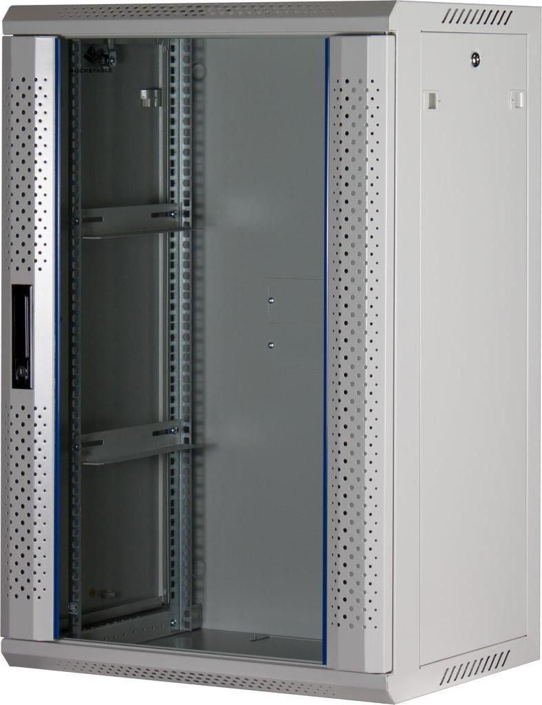 Rockstable 18HE Netzwerkschrank, Serverschrank - 19 Zoll Wandmontage - (BxTxH) 600x440x900mm mit Glastür - Weiß - Abschließbar - Vormontiert - T...