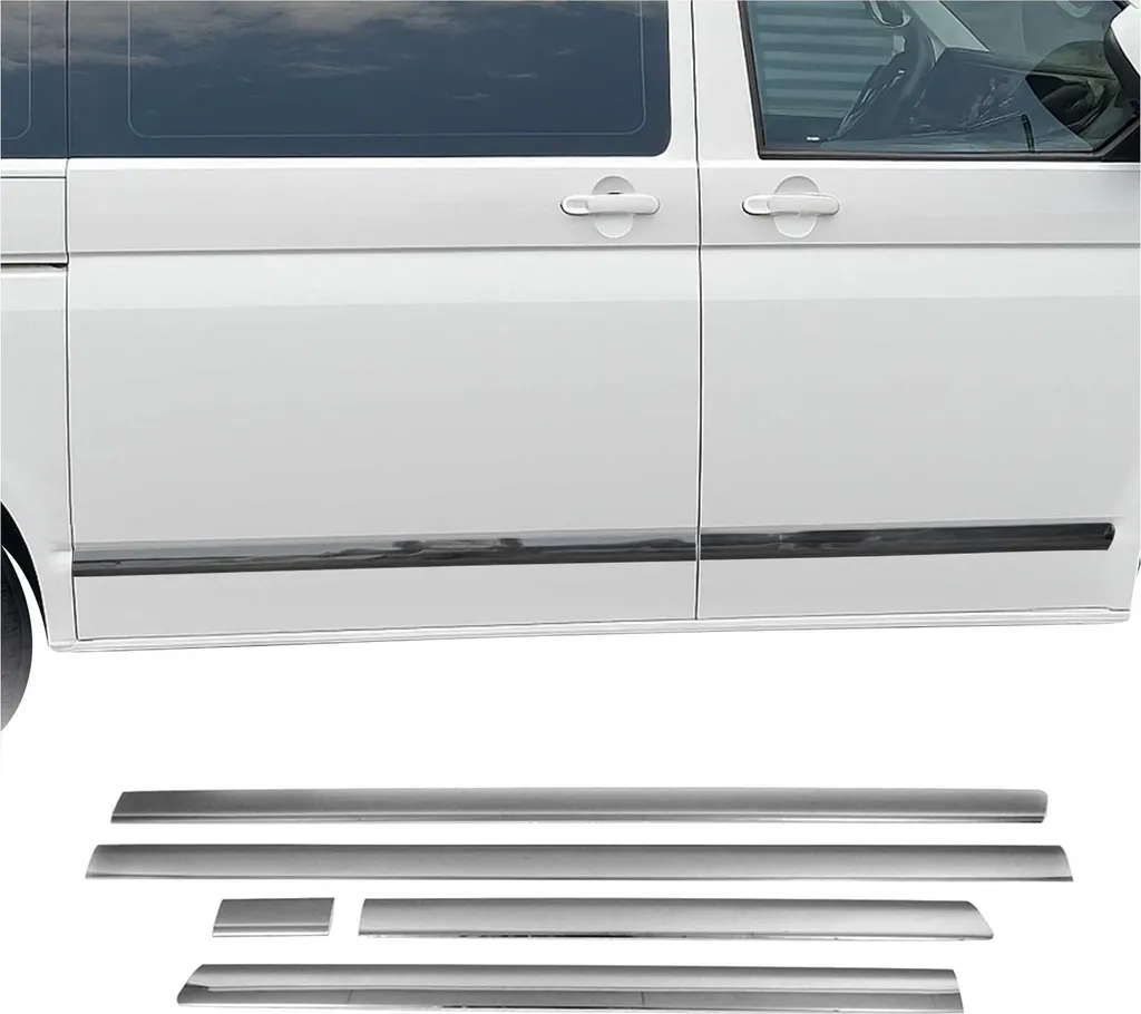Listello di protezione porta laterale per VW T5 T6 passo corto L1 cromo scuro 5x