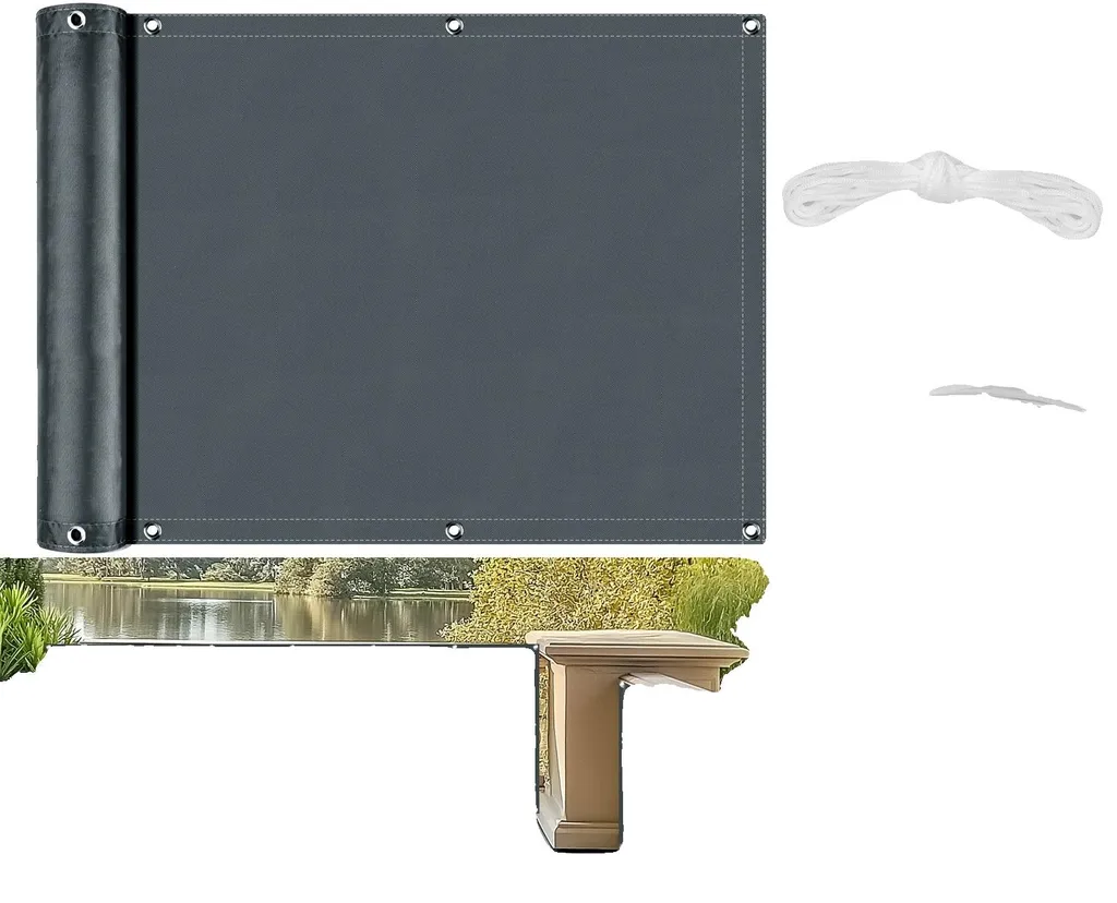 Écran d'intimité Oxford gris foncé 0,9x5m, brise-vue haute densité UV
