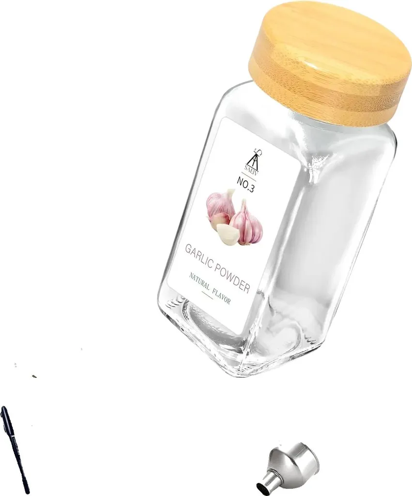 Set di 24 Barattoli Spezie in Vetro Borosilicato e Bambù M-a Luxury