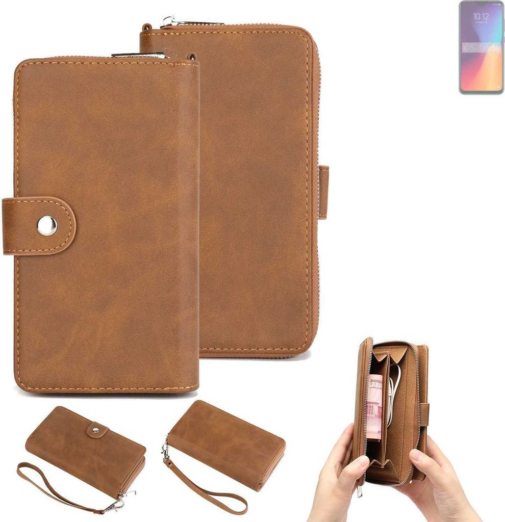 K-S-Trade Handyhülle Schutzhülle kompatibel mit FreeYond M6 & Portemonnee Tasche Handytasche Case Etui Geldbörse Wallet braun (1x)