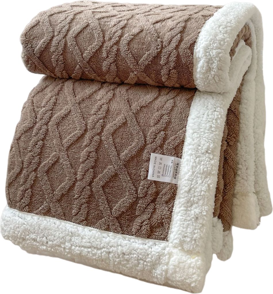 Verdickte Winterdecke, doppelseitig, flauschig, Plüsch, doppellagig, 3D-Jacquard, einfarbig, für Büro, Nickerchen, Schlafsaal, Zuhause, Bett, So...