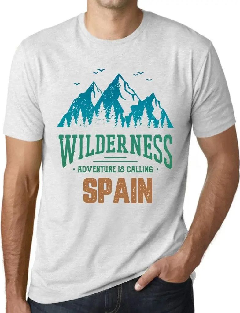 Herren Grafik T-Shirt Wildnis das Abenteuer ruft Spanien – Wilderness, Adventure Is Calling Spain – Öko-Verantwortlich Vintage Jahrgang Kurzarm