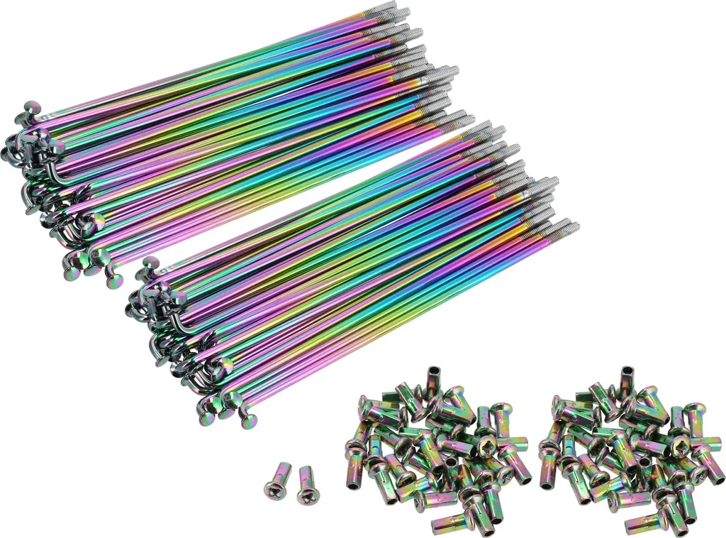 Lot de 2 rayons arc-en-ciel 143,5 mm M3,5 pour roue de 16 pouces