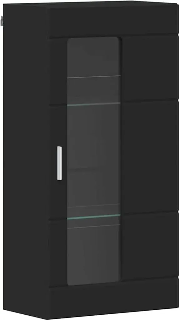 Meuble de rangement polyvalent en bois noir - Bibliothèque de salon 1m