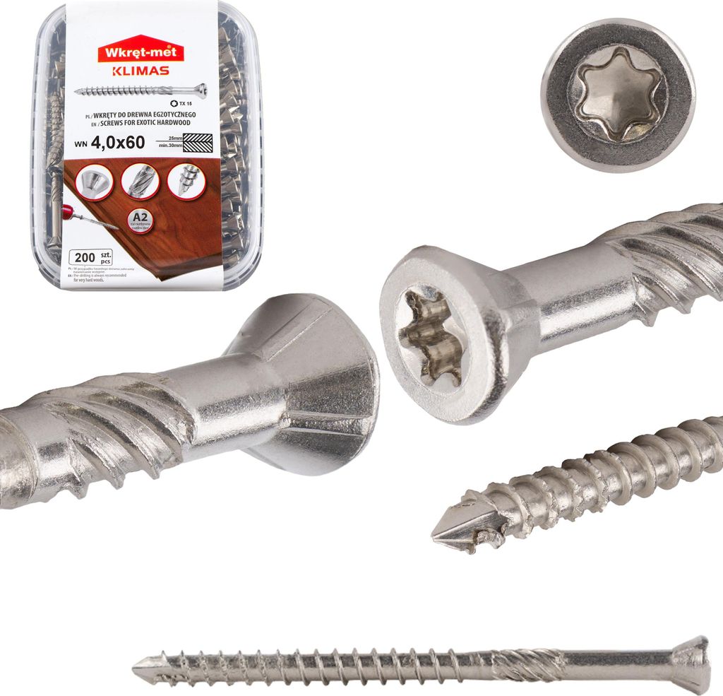 Schrauben für Böden und Terrassen INOX A2 WN 4,0x060