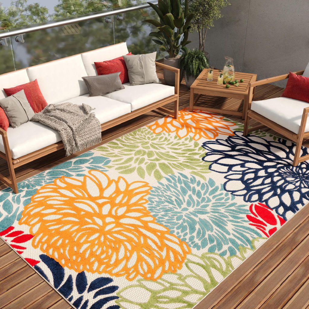 Tapiso Teppich PATIO Outdoor – Balkon und Terrassen Teppich, wetterfest & pflegeleicht 180 x 270 cm