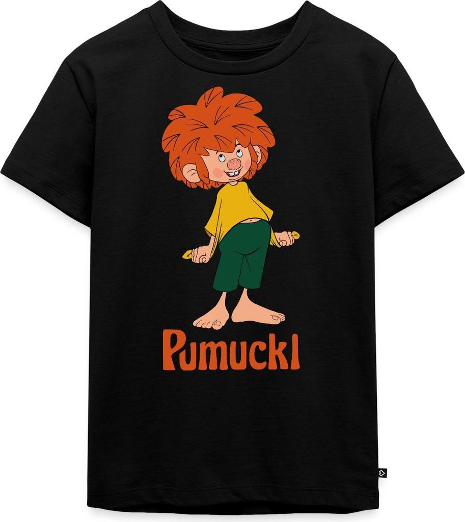 Spreadshirt Pumuckl Mit Frecher Pose Und Verschmitztem Lächeln Kinder Premium T-Shirt, 110/116 (4 Jahre), Schwarz