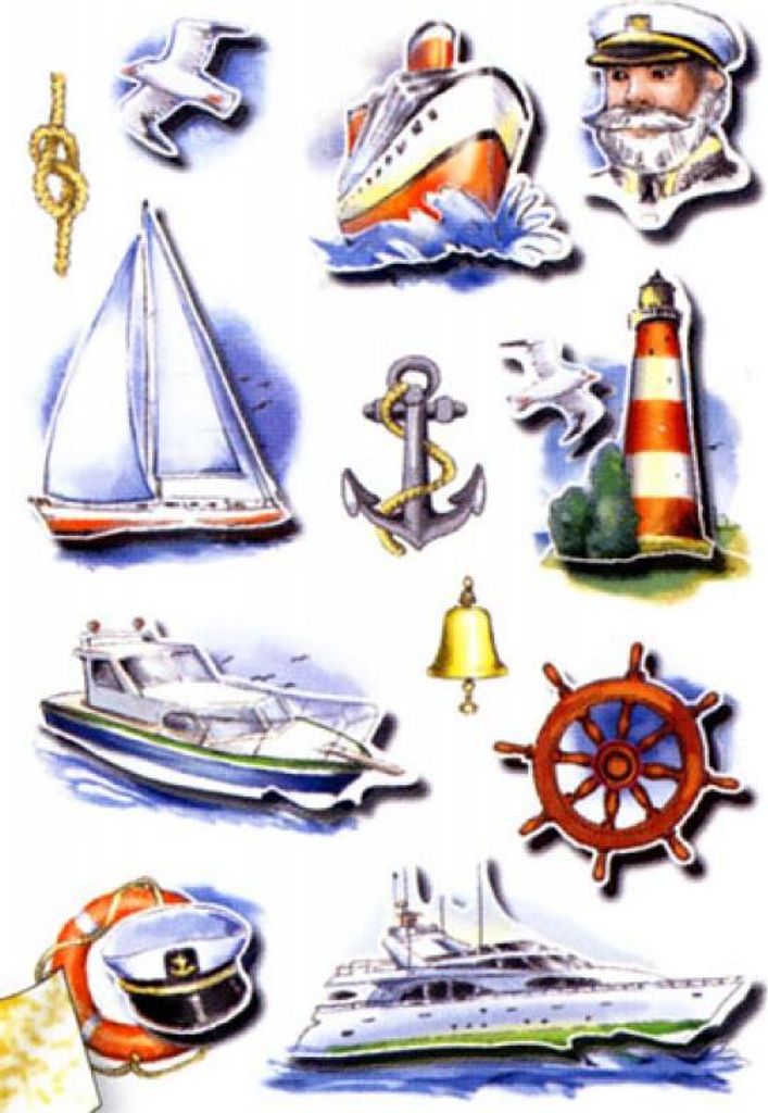 Sticker Schifffahrt, 3D Papier, glitzernd