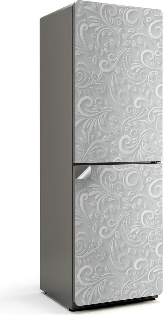Pflanzenmuster mit Wellen – Kühlschrank Aufkleber – Klebefolie Kühlschrank – Kühlschrank Nachbildung – Kühlschrankfolie selbstklebend ...