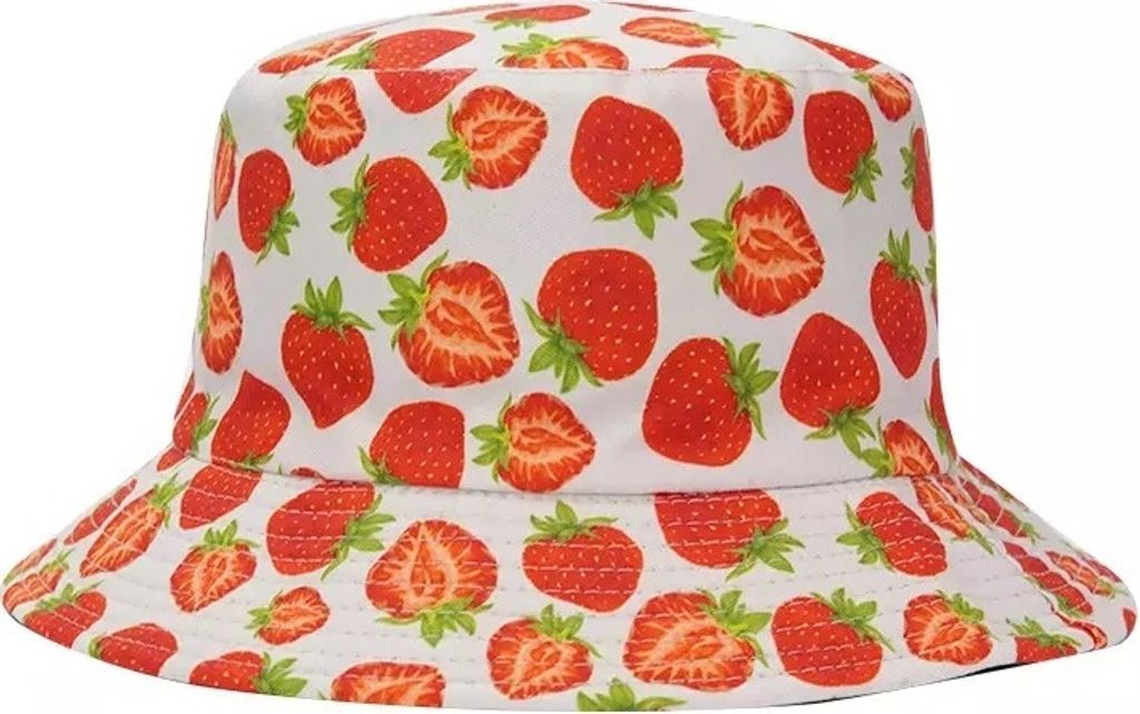 Stylischer Strawberries Fischerhut in Weiß – Trendige Kopfbedeckung 2023 KP22984
