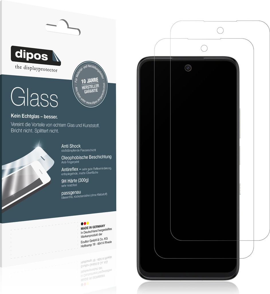 2x Schutzfolie für TCL 605 matt - Anti-Shock 9H Folie dipos Glass Kunststoffglas