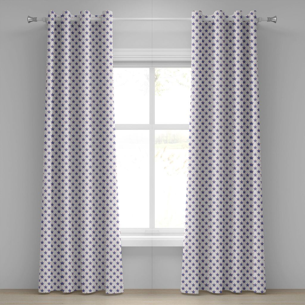 ABAKUHAUS Star Ösenvorhang, Muster Nationale Unabhängigkeits Kunst Flagge Farbiger Usa Künstlerischer Druck, Dekorative 2-Panel-Fenstervorhänge...