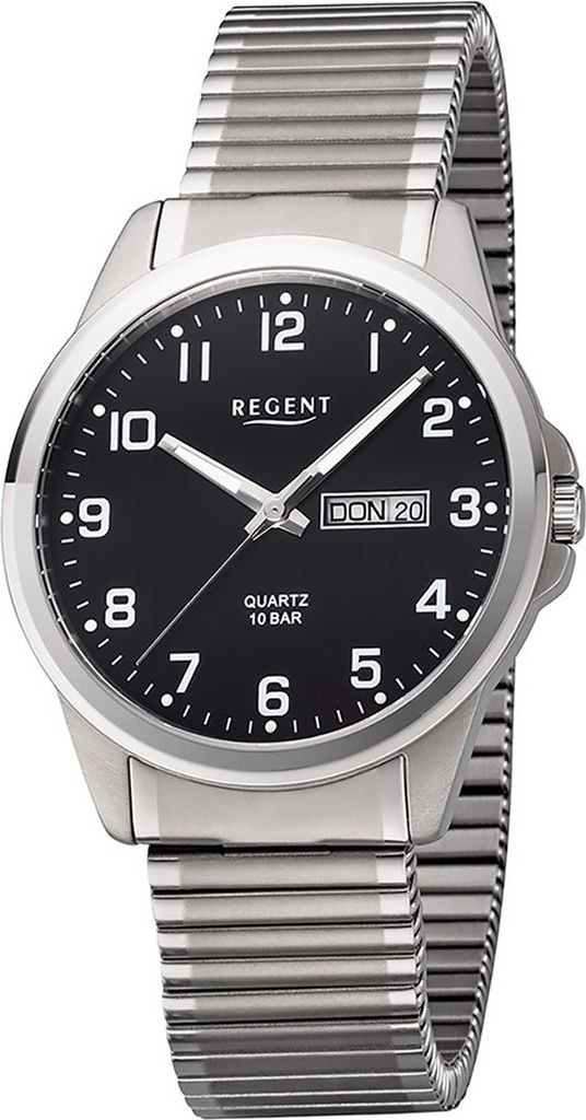Regent Metall Herren Uhr F-1199 Analog Armband-Uhr silber Titan-Uhr D2URF1199