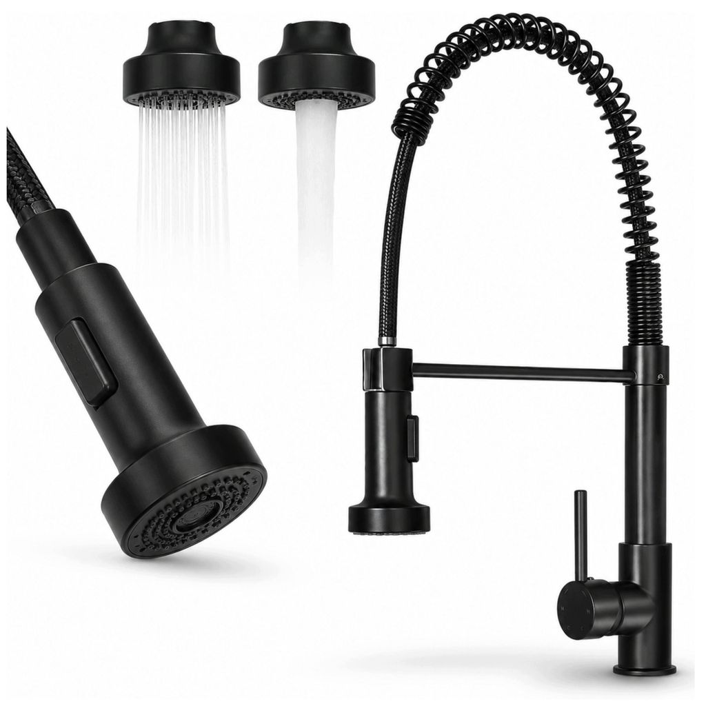 Küchenarmatur schwarz flexibel 53 cm 2 Strahlarten Produktbild 
