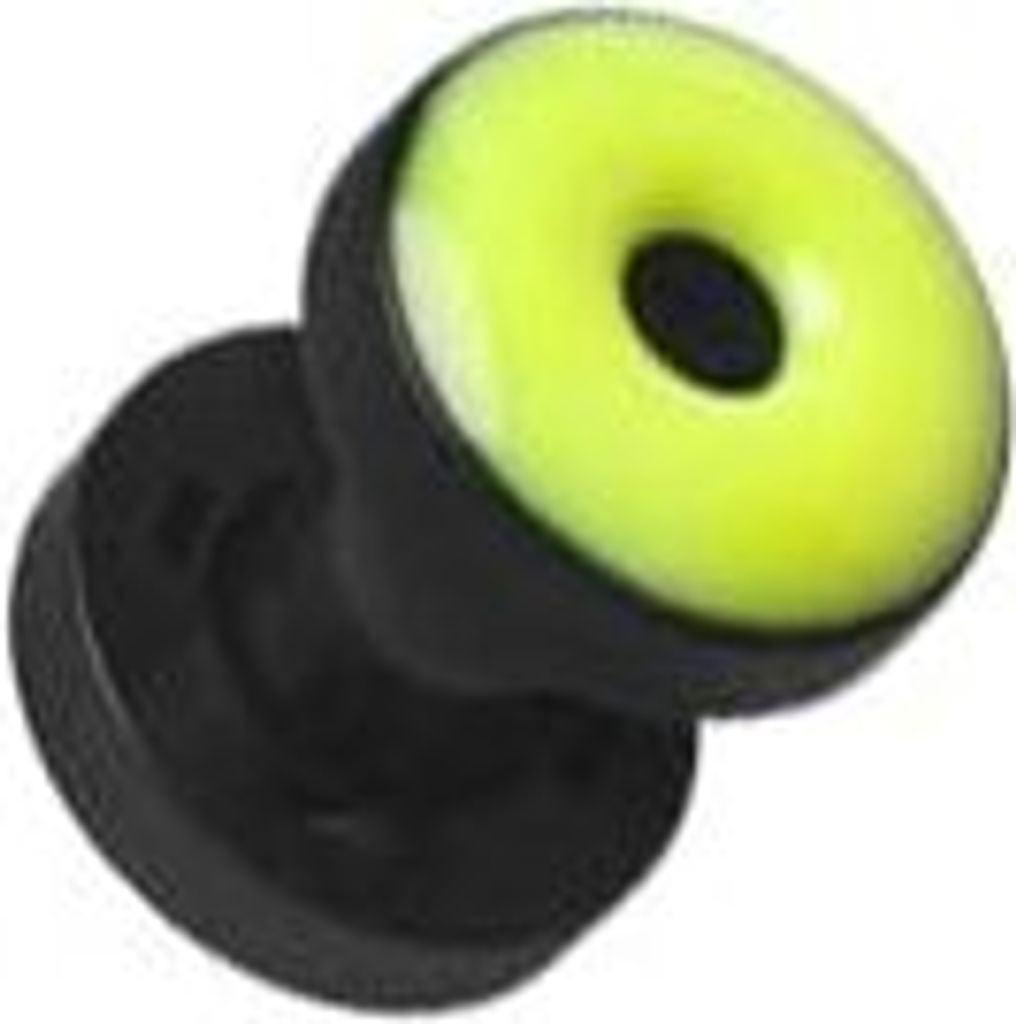 Ohr Flesh Tunnel Piercing Acryl Schwarz Screw On - Enamel Neon Grüne Beschichtung - VEFTBK 4MM