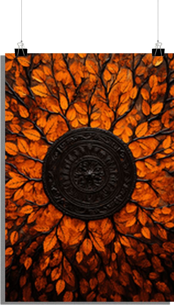Meditationsposter - Herbstposter - Blätterposter - Kunstposter - Stilvolles Poster - 61x91cm - Perfekt zum Einrahmen