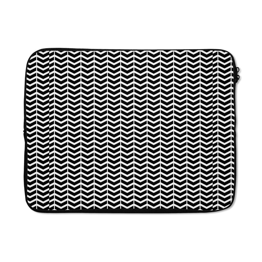 MuchoWow Laptop Hülle 17 Zoll Laptoptasche Muster - Abstrakt - Schwarz - Weiß - Geometrie - Zipper - Schutzabdeckung