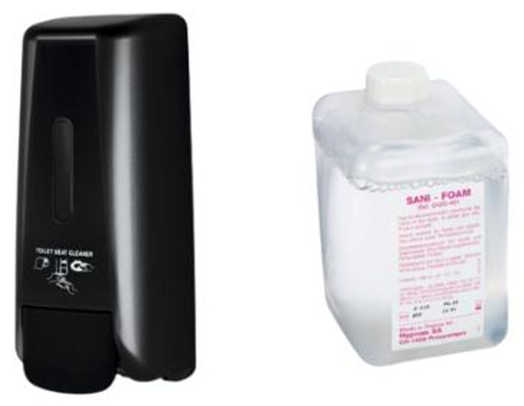 SET WC Brillen Desinfektionspender 400 ml Schwarz + Sani Produktbild 