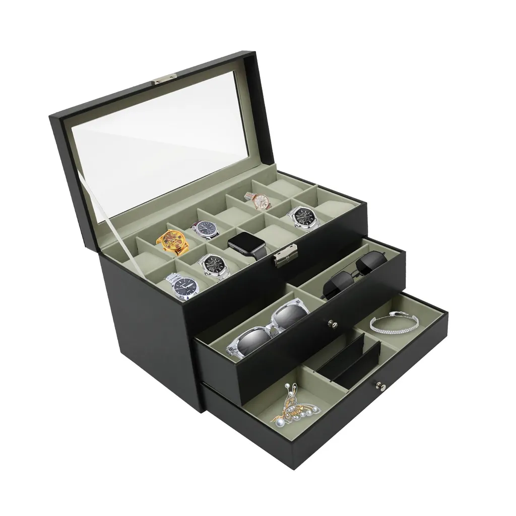 Coffret à bijoux de bureau multifonction avec rangement pour montres chic