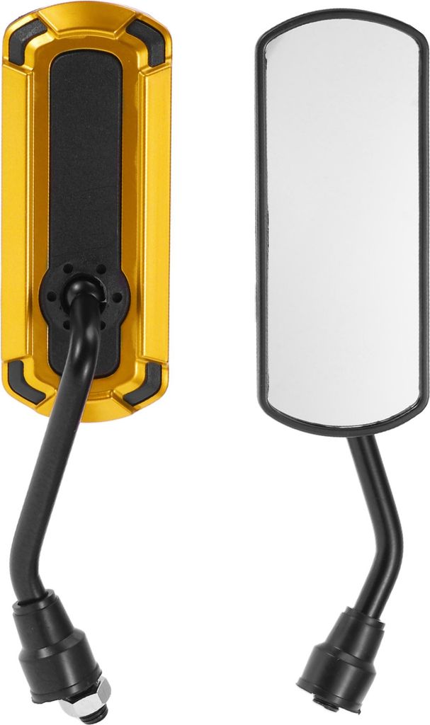 1 Satz M10 Universal Motorrad Rückspiegel Lenkerende Seitenspiegel Halterung Einstellbar Eisen Kunststoff Schwarz Gold Ton Quadratische Form