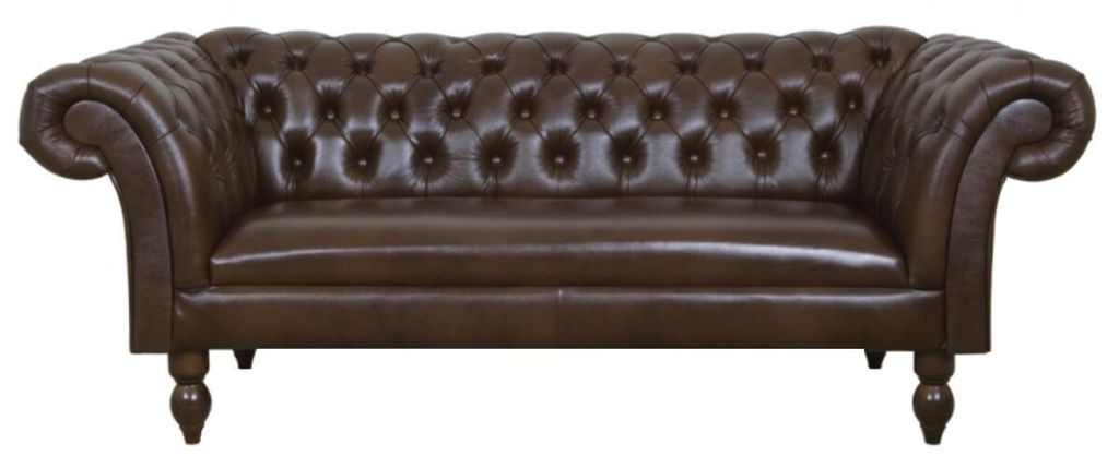 Casa Padrino Luxus Echtleder 2er Sofa Dunkelbraun 180 x 90 x H. 80 cm - Wohnzimmermöbel im Chesterfield Design
