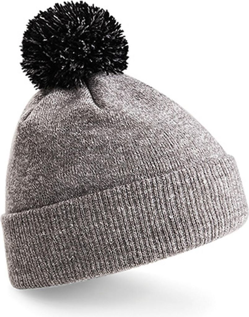 Beechfield B450 | Snowstar Beanie Wintermütze - Farbe: Heather Grey/Black - Größe: One Size