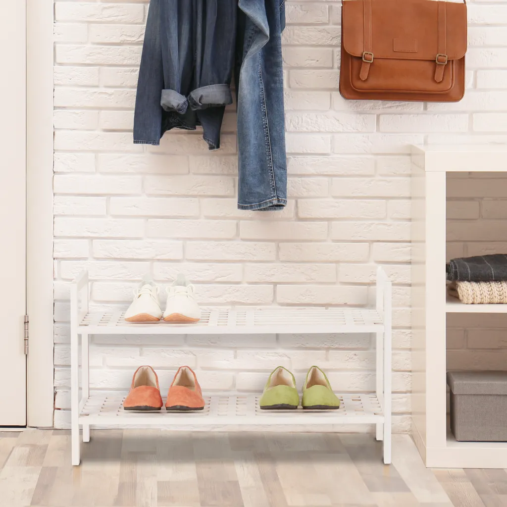Relaxdays Étagère à chaussures empilable blanche - Rangement modulable - 8