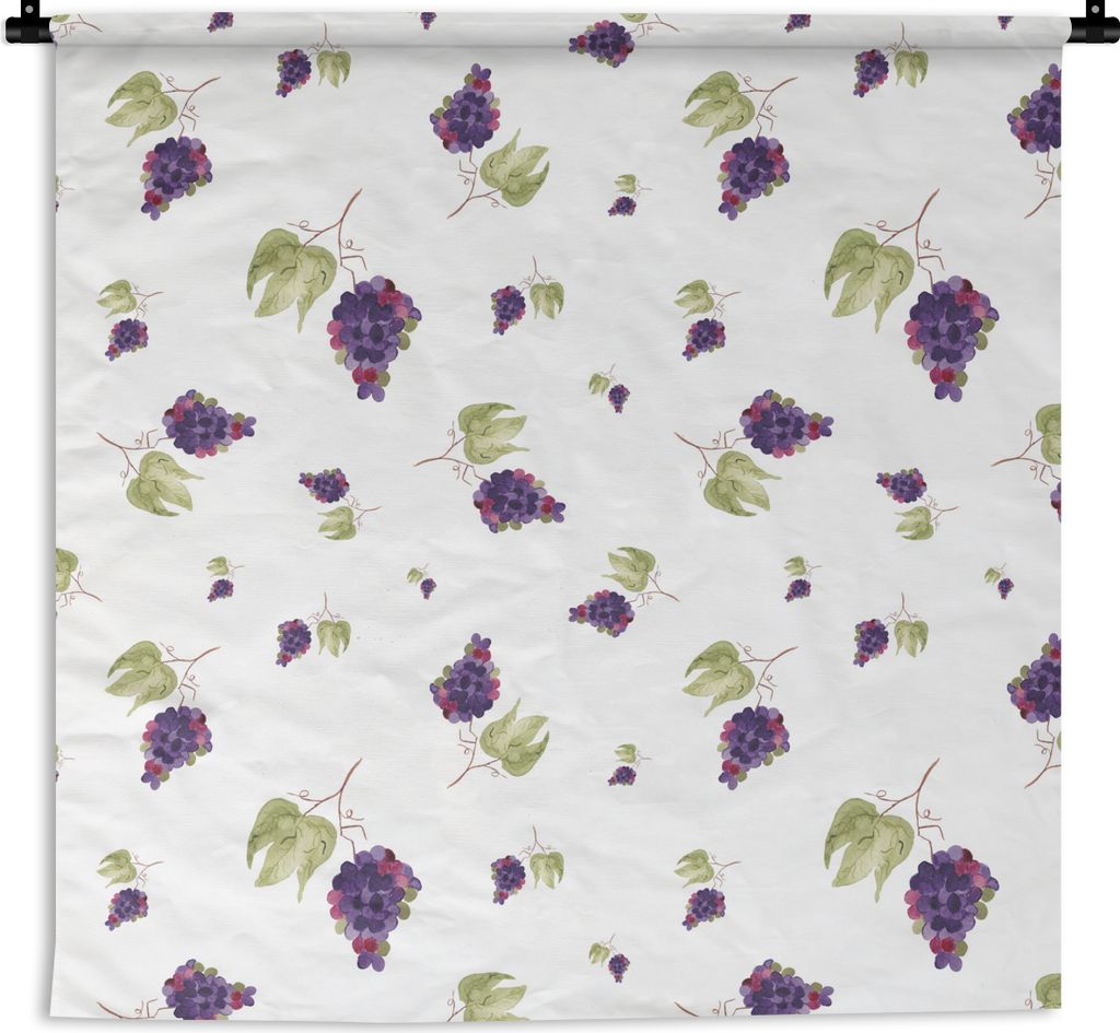 MuchoWow Wandteppich Wandbehang Weintrauben - Blau - Muster 150x150 cm Tapisserie Dekoration Wandtuch - Wohnaccessoires - Modernes