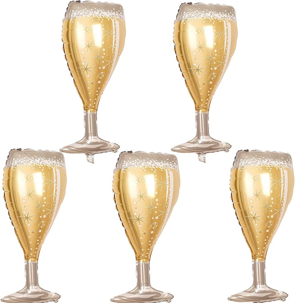 Folienballon Weinflasche Deko, 5 Stück Riesen Luftballon Bierglas Helium Ballon Weinflaschen Weinglas Ballons Bier Deko für Party Dekoration