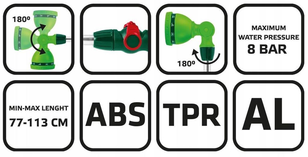 Teleskop-Sprühlanze, 10 Funktionen, 30"-44"