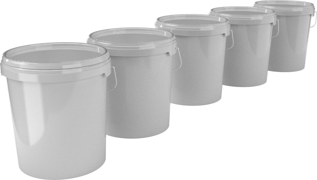 Eimer mit Deckel 16 L | Vorratseimer | Lebensmittelecht Grau | PP | 5 Stück