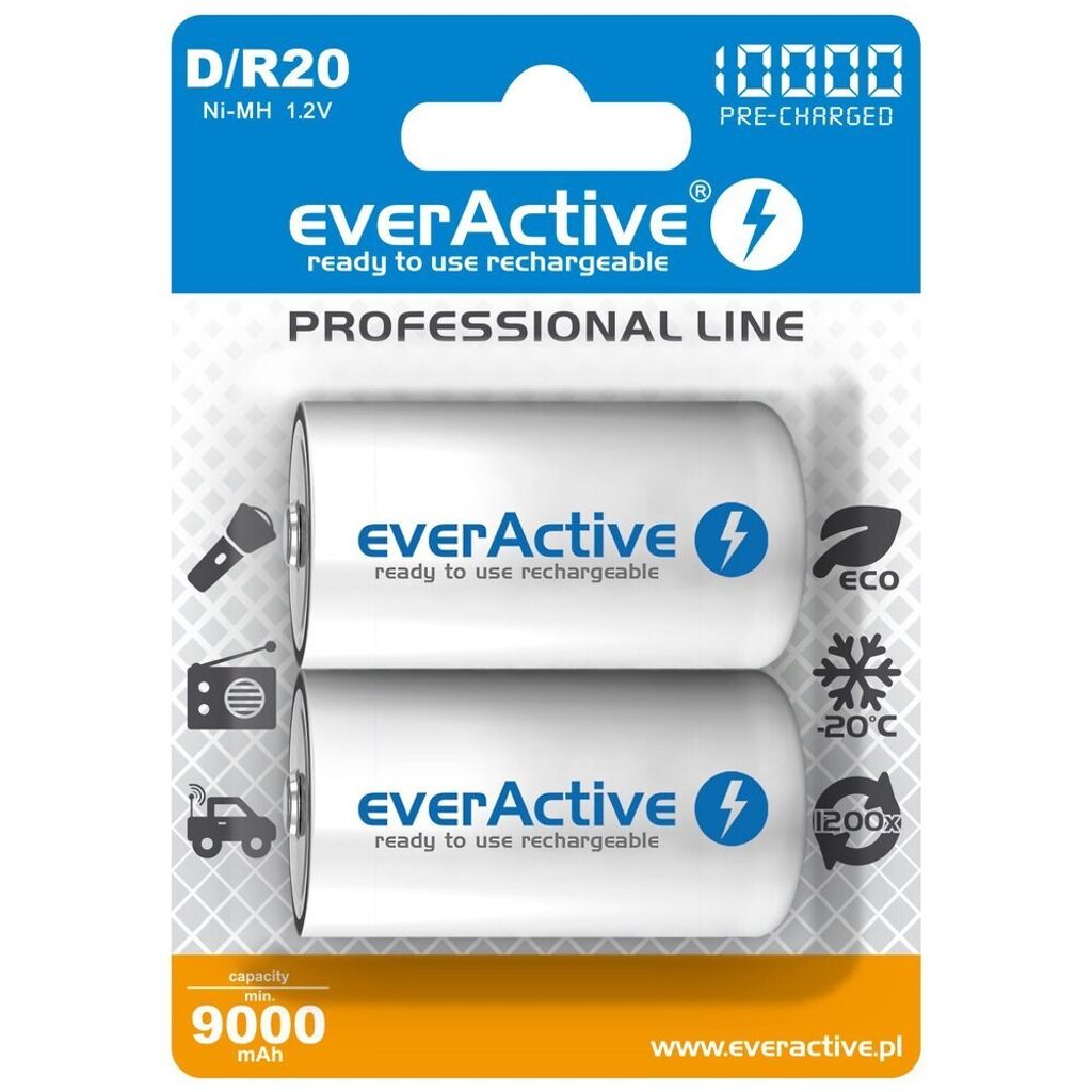 Everactive EVHRL20-10000, Nabíjateľná batéria, D, Obrázok produktu 