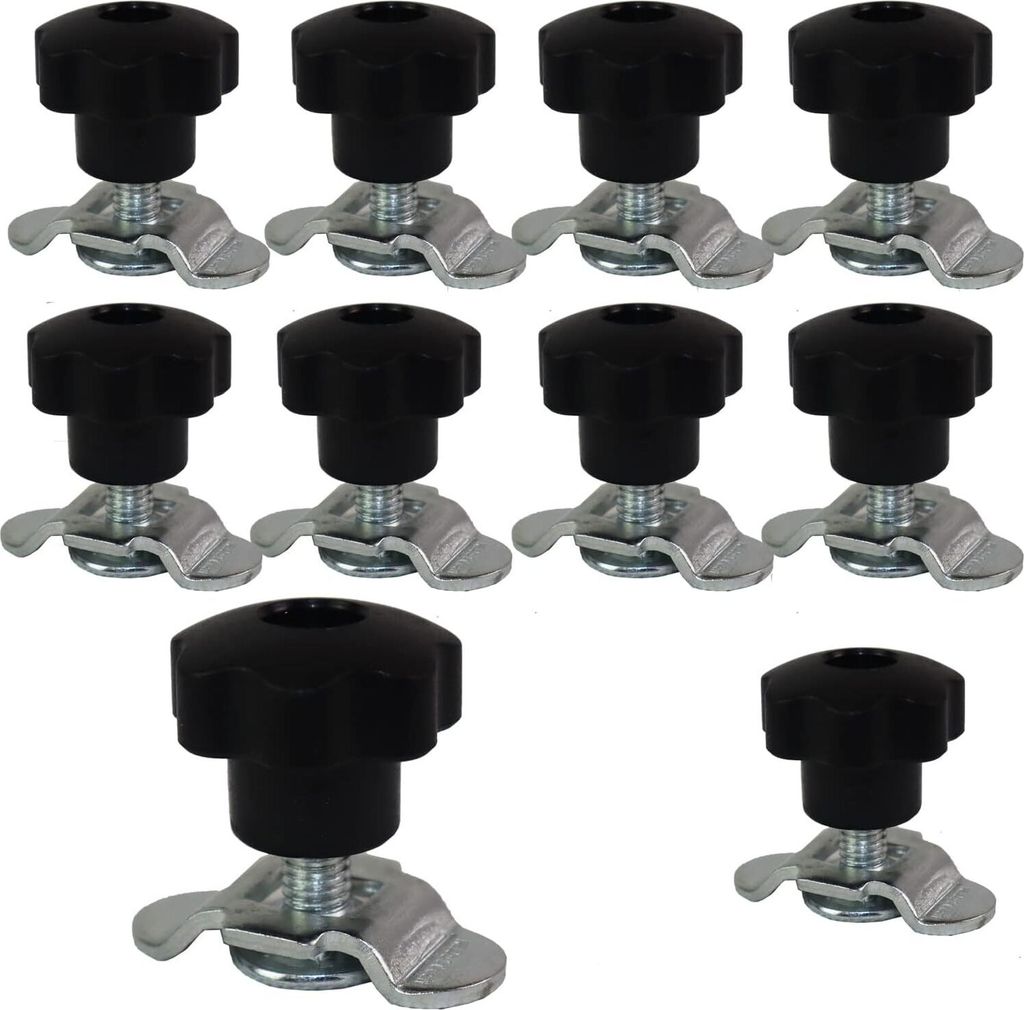 10 x Single Schraubfitting f. Airlineschiene mit Sterngriff M8x20 500 daN