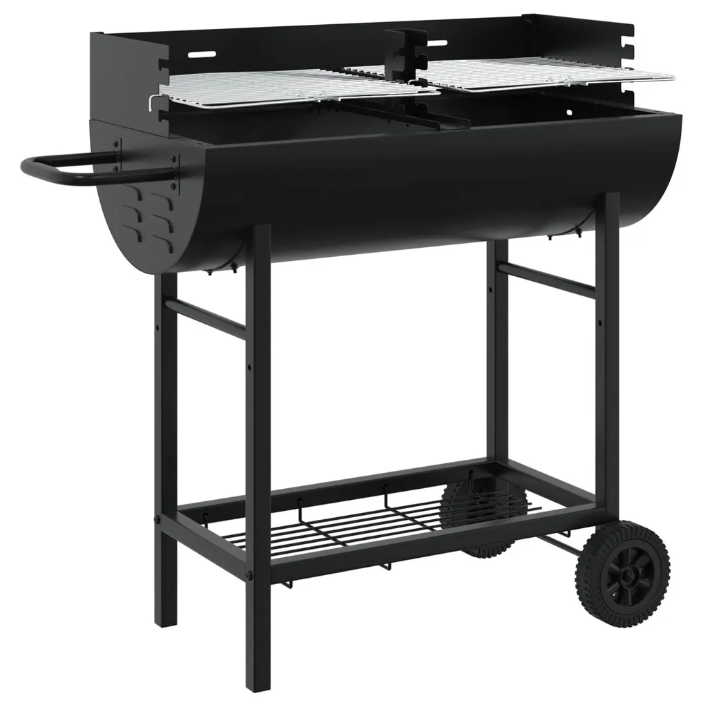 Barbecue charbon réglable vidaXL noir format familial 96,5 x 42,5 x 88,5 cm