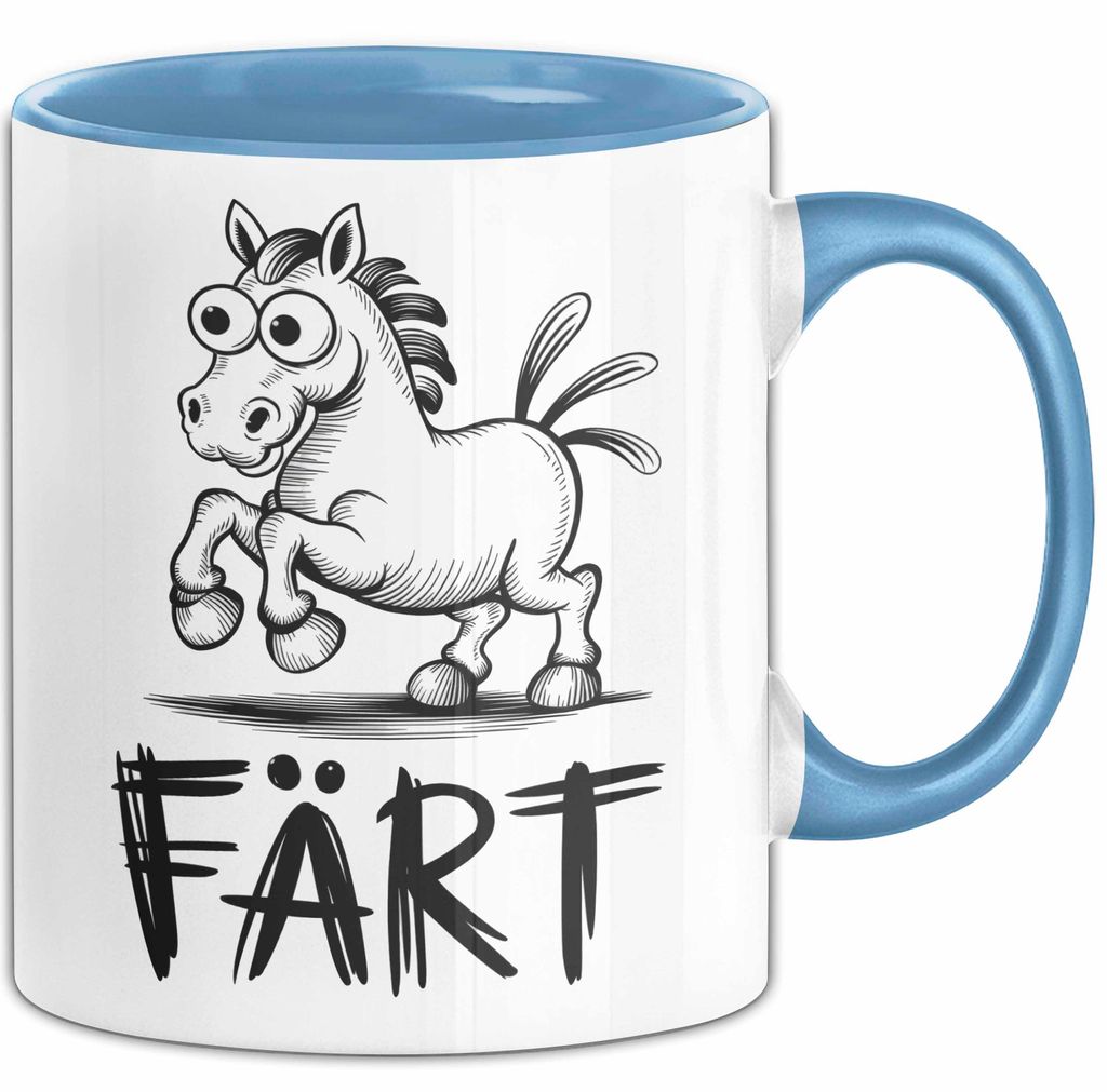 Pferde Tierliebhaber Tasse Geschenk Lustige Geschenkidee Spruch Färt (Blau)