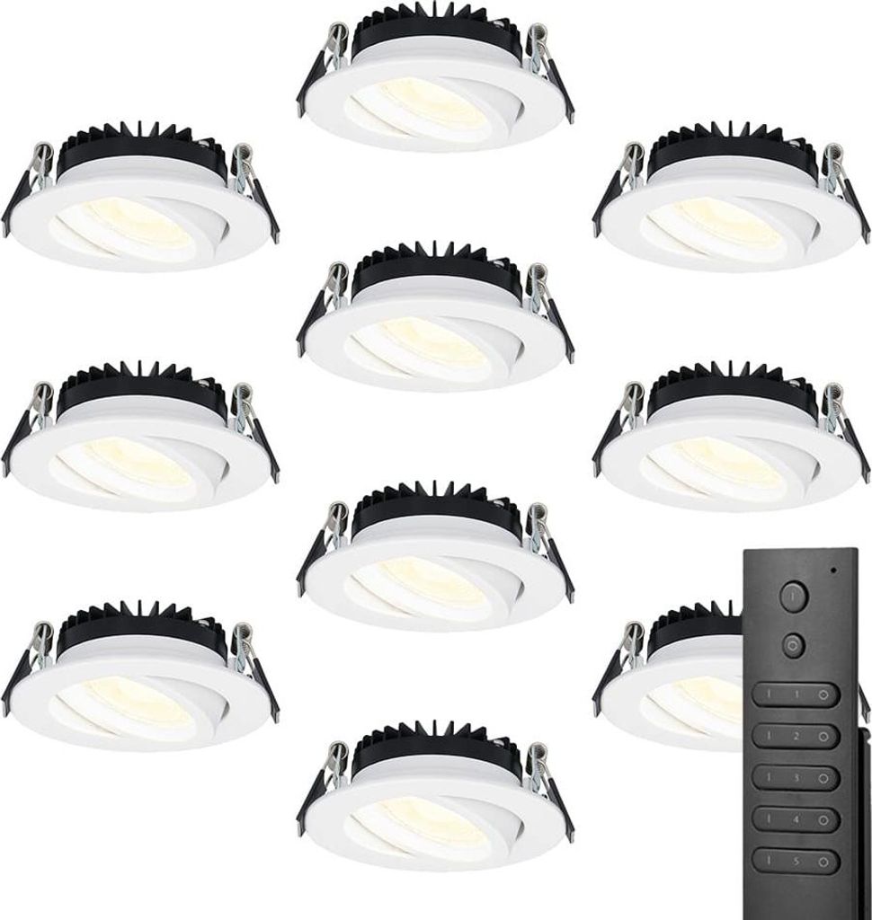 hoftronic LED Einbaustrahler Rome 6W 500lm 2700K IP44 Weiß dimmbar schwenkbar