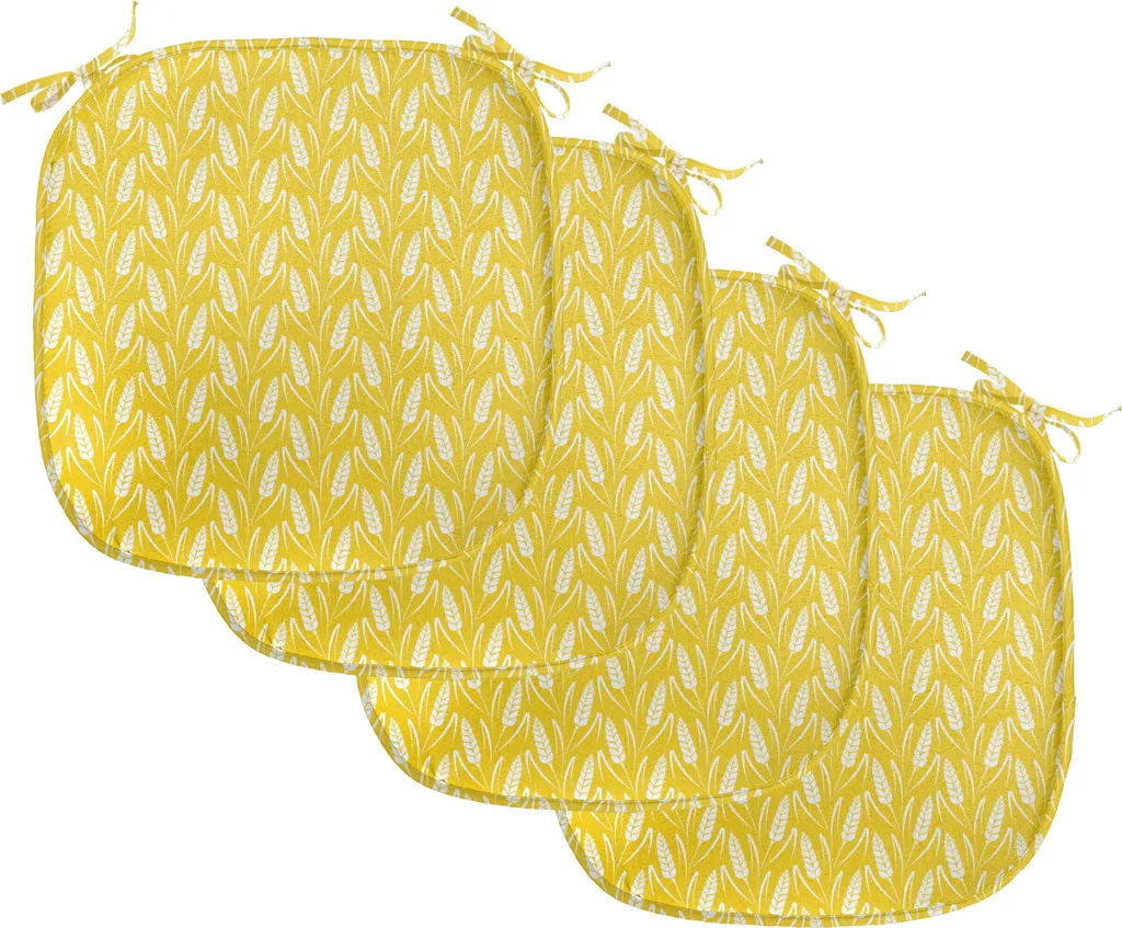 Set 4 Cuscini Sedie Cucina ABAKUHAUS 40x40 Giallo Bianco Campo Grano
