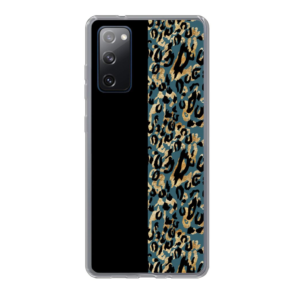 MuchoWow Handyhülle Schutzhülle Hülle für Samsung Galaxy S20 FE Pantherdruck - Gold - Pelz Silikon Softcase Handy Hülle - Abdeckung