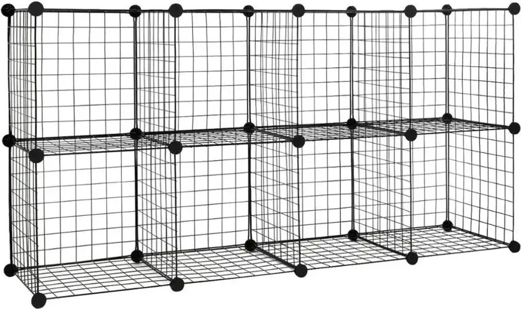 Meuble de rangement à casiers modulables en métal noir 16 compartiments - 5