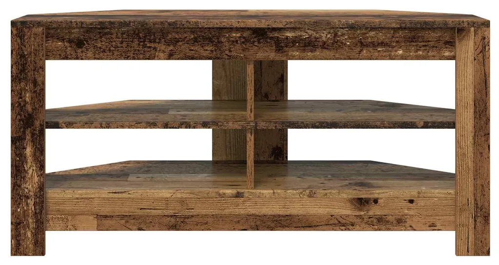 Meuble TV d'angle en bois ancien rustique de dimension 102x40cm